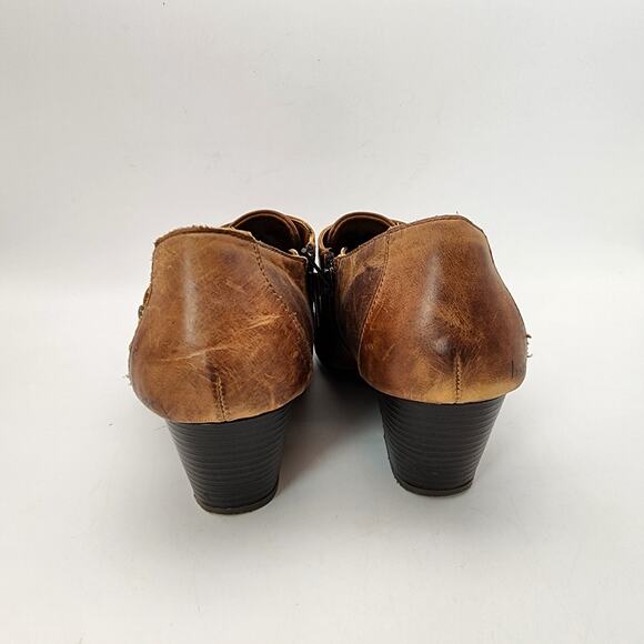 BOC Born Monkstrap Ankle Booties Size 9M Brown Leather Stacked Cone Heel Y2K - Picture 4 of 8